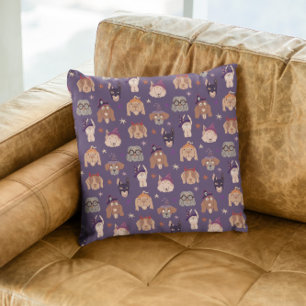 Purple Halloween Dogs Cushion