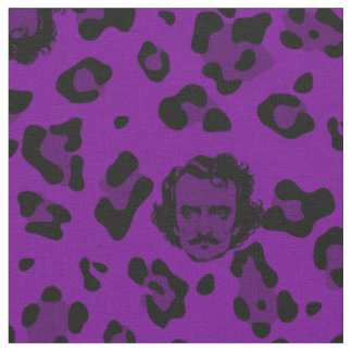 purple halloween Edgar Allan Poe leopard print Fabric