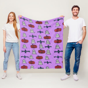 Purple Halloween Fun Print Fleece Blanket