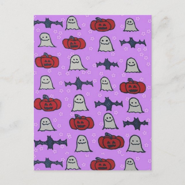 Purple Halloween Fun Print  Postcard (Front)