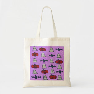 Purple Halloween Fun Print Tote Bag