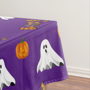 Purple Halloween Ghost  Pattern Holiday Tablecloth