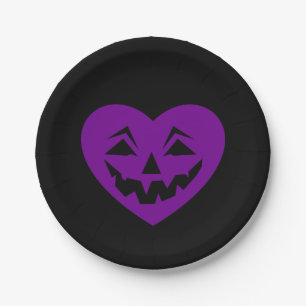 purple halloween heart gothic valentine creepy paper plate