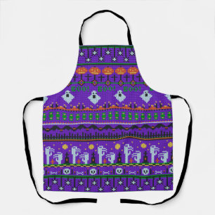 Purple Halloween knitting pattern fun horror stuff Apron