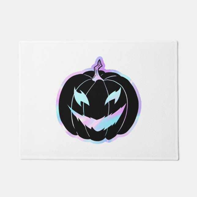 Purple Halloween Pumpkin, Halloween Costumes Doormat (Front)