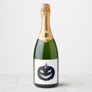 Purple Halloween Pumpkin, Halloween Costumes Sparkling Wine Label