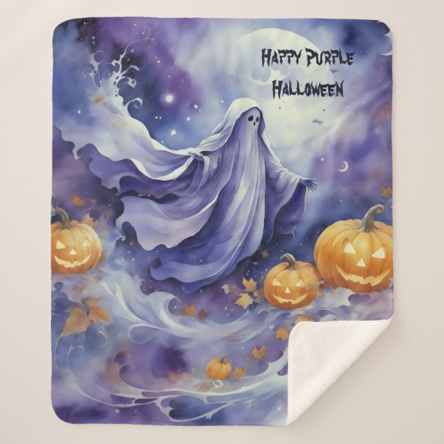 Purple Halloween  Sherpa Blanket (Front)