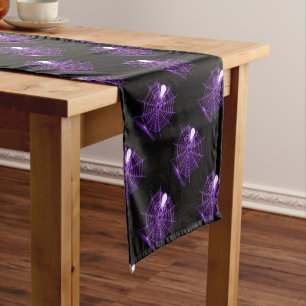 Purple Halloween Spider Web Table Runner