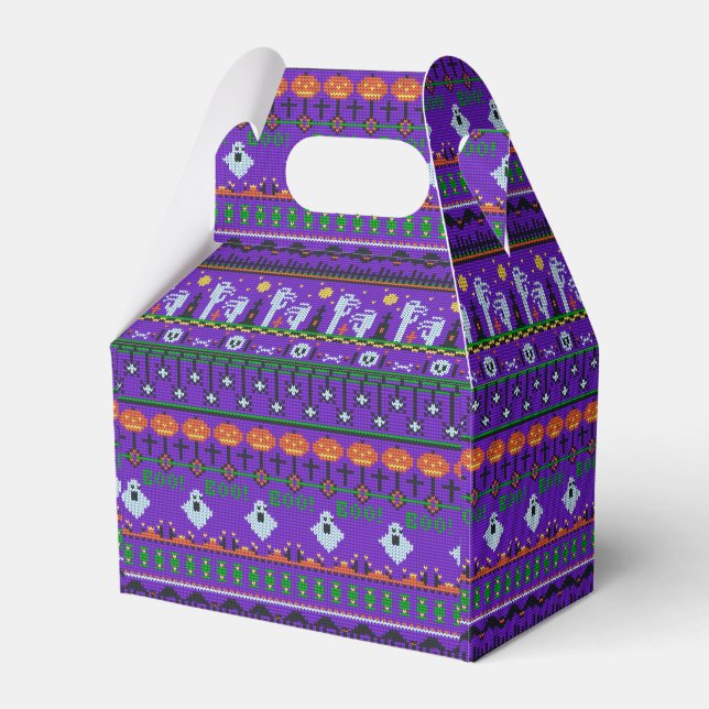 Purple Halloween supplies knitting pattern Favour Box (Front Side)