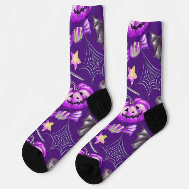 Purple Halloween themed Socks (Left)