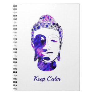 Purple hand drawn motivational buddha silhouette notebook