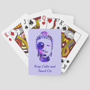 Purple hand drawn motivational buddha silhouette playing cards