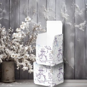 Purple Hand Drawn Snowman Christmas Favour Box