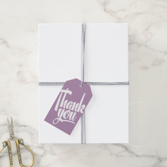 Purple Hand Lettering Calligraphy Thank You Tag (With Twine)