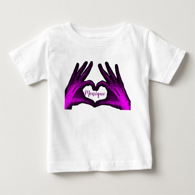 Purple Hand Xray Heart Baby T-Shirt (Front)
