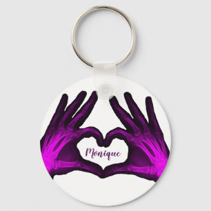 Purple Hand Xray Heart Key Ring
