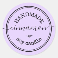 Purple Handmade Script Black Border Product Label