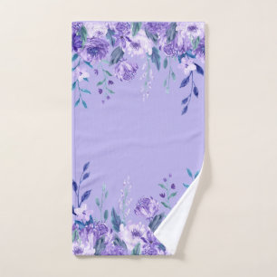Purple Hanging Floral and Stems Hand Towel
