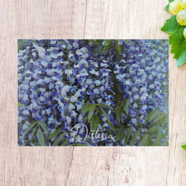Purple Hanging Wisteria Floral Cutting Board (In Situ)