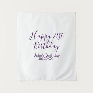 Purple happy 21st birthday name date Keychain Tapestry