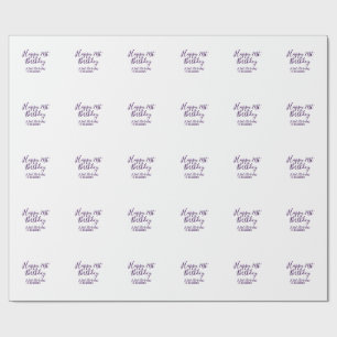 Purple happy 21st birthday name date Keychain Wrapping Paper