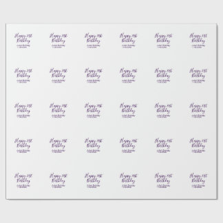 Purple happy 21st birthday name date Keychain Wrapping Paper