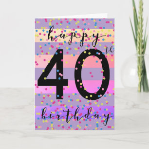 Purple Happy 40th Birthday Card
