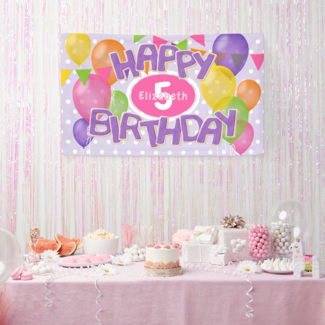 purple happy birthday cutout cookies balloons banner (Party)