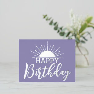 Purple Happy Birthday Sunshine Real Gold Foil Holiday Postcard