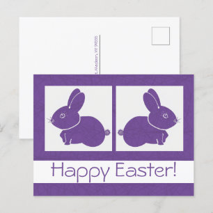 Purple Happy Easter Bunny  Postcard