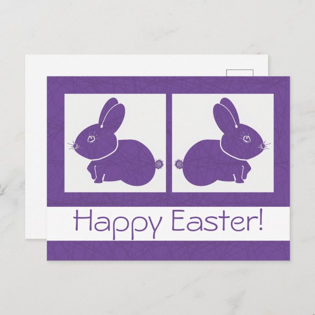 Purple Happy Easter Bunny  Postcard (Front/Back)