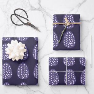 Purple Happy Easter Eggs Pattern Wrapping Paper Sheet