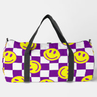 purple happy face check groovy