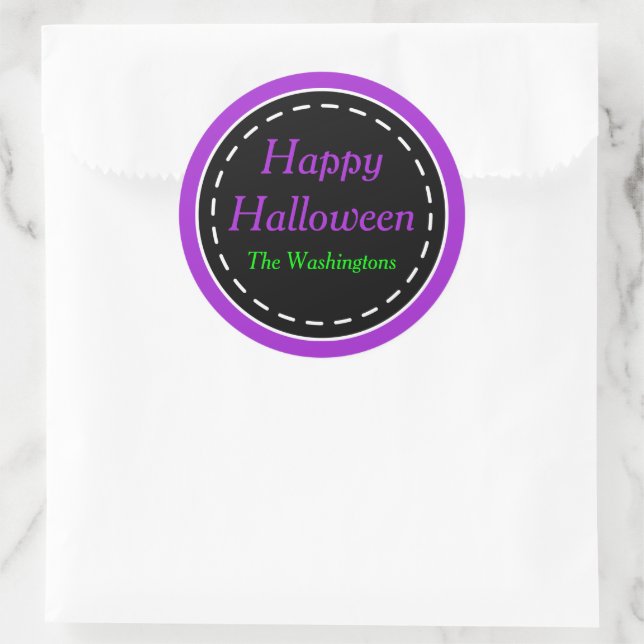 Purple Happy Halloween Custom Treat Party Stickers (Bag)