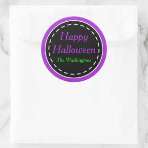 Purple Happy Halloween Custom Treat Party Stickers