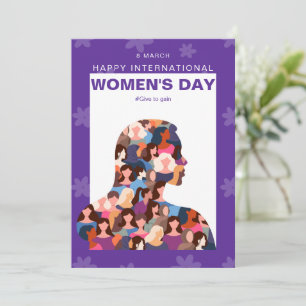 Purple Happy International Women's Day Holiday Card