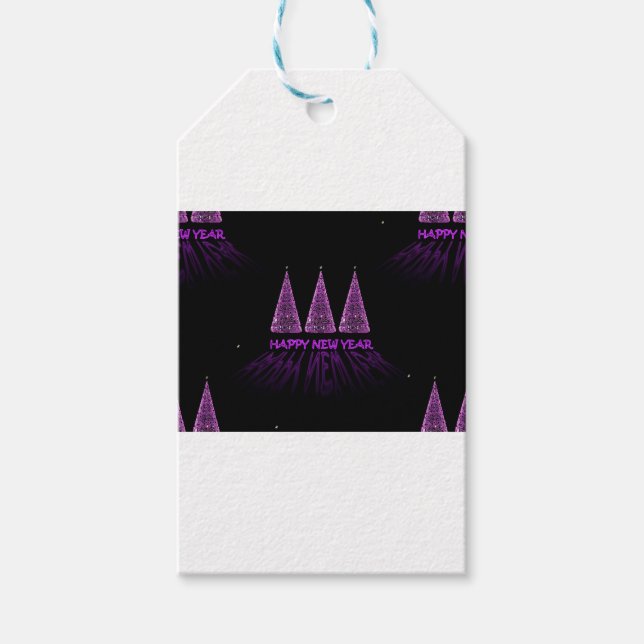 purple happy new year gift tags (Front)