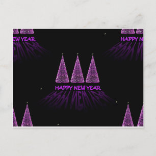purple happy new year holiday postcard
