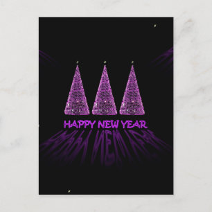 purple happy new year holiday postcard