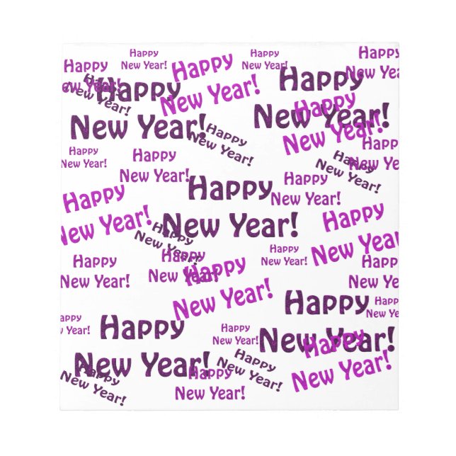 purple happy new year text notepad (Front)