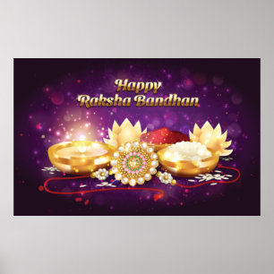 Purple Happy Raksha Bandhan Sparkle Poster