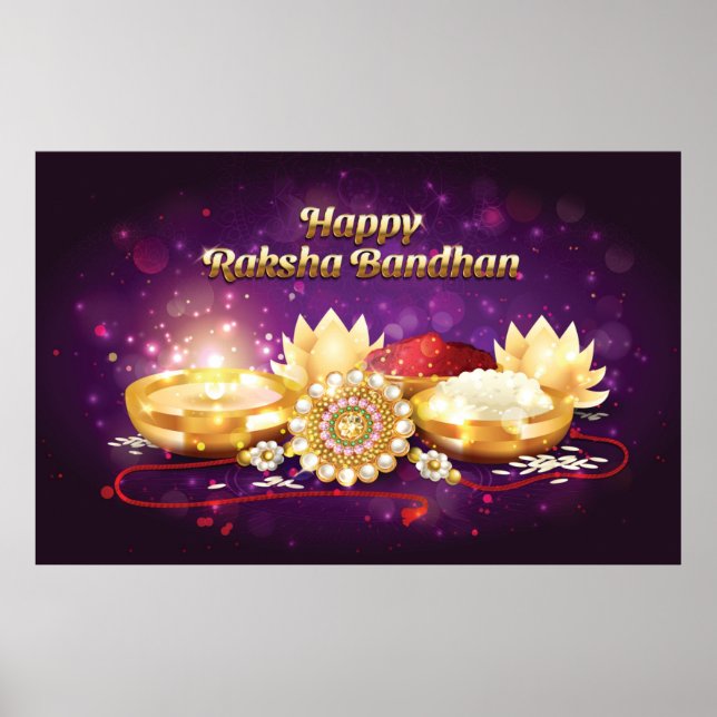 Purple Happy Raksha Bandhan Sparkle Poster (Front)