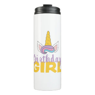Purple Happy Unicorn Birthday Girl Unicorn Fever Thermal Tumbler