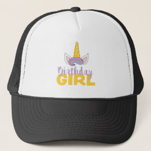 Purple Happy Unicorn Birthday Girl Unicorn Fever Trucker Hat