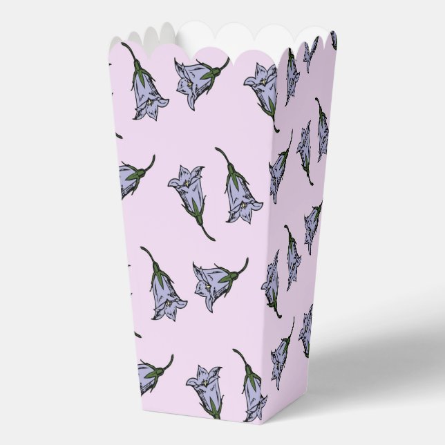 Purple harebell flower on pink favour box (Front)
