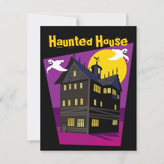 Purple Haunted House Invitations (Front)