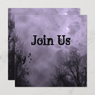 Purple Haunted Sky Custom Halloween Invitation