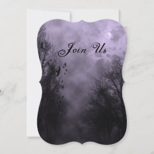 Purple Haunted Sky Custom Halloween Invitations