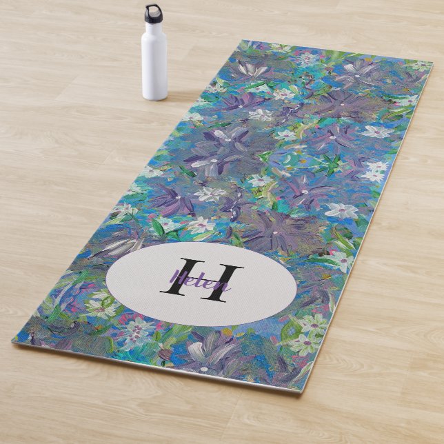 Purple Haze Floral Monogram Yoga Mat (In Situ)