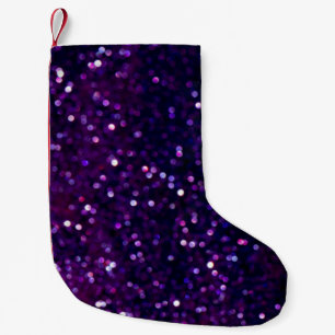Purple Haze: Glitter Lights Background Small Christmas Stocking